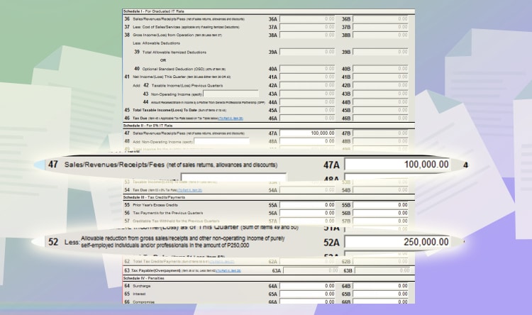 Quarterly Income Tax - 8_ in Lieu of Percentage Taxes - Step 01