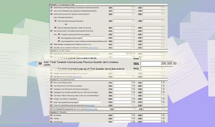 Quarterly Income Tax - 8_ in Lieu of Percentage Taxes - Step 02