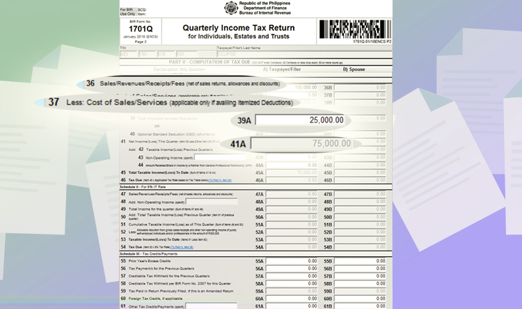 Quarterly Percentage Tax - Graduated Income Tax - Step 01