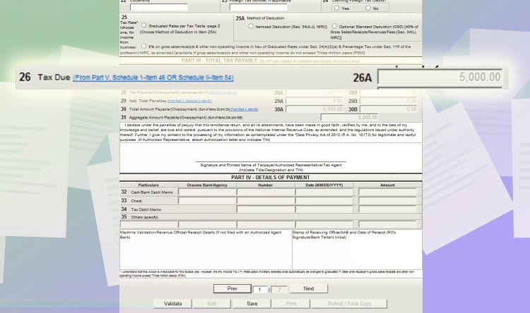 Quarterly Percentage Tax - Graduated Income Tax - Step 03