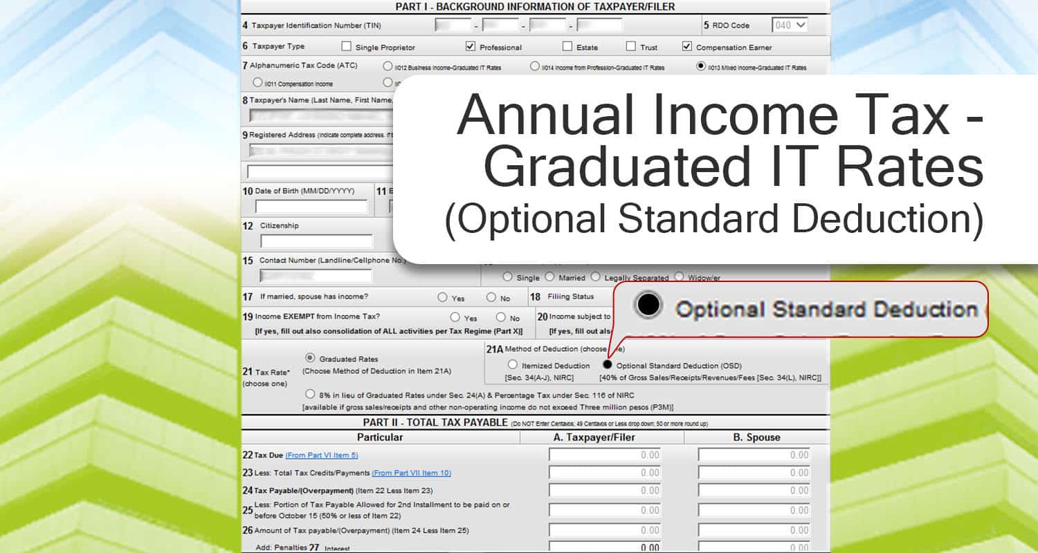 Annual Income Tax - Graduated IT Rates (Optional Standard Deduction)