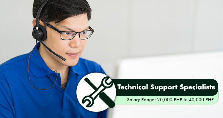 Technical Support Specialists Salary Range 20,000 PHP to 40,000 PHP