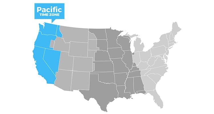 States in Pacific Standard Time