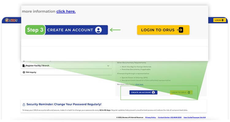 2 Then click create an account