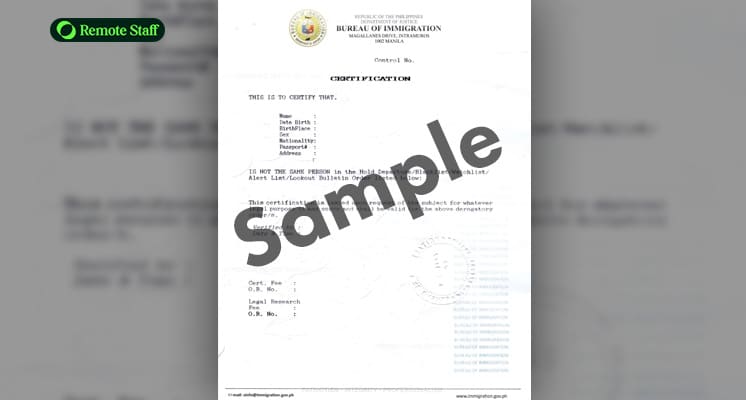 Certificate of Not the Same Person SAMPLE